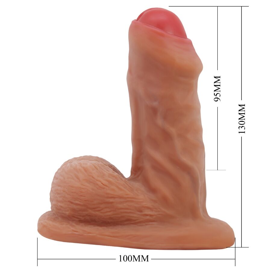 Close-up of the PRETTY LOVE Dildo Ultra Realista Elástico com Ventosa 9,5 cm Mulato, showing its realistic texture and details.