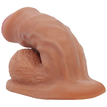 Close-up of the PRETTY LOVE Dildo Ultra Realista Elástico com Ventosa 9,5 cm Mulato, showing its realistic texture and details.