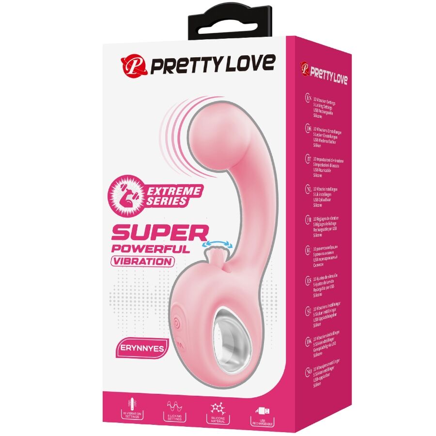 Vibrador PRETTY LOVE Erynnynes para Ponto G e Clítoris, de silicone rosa.