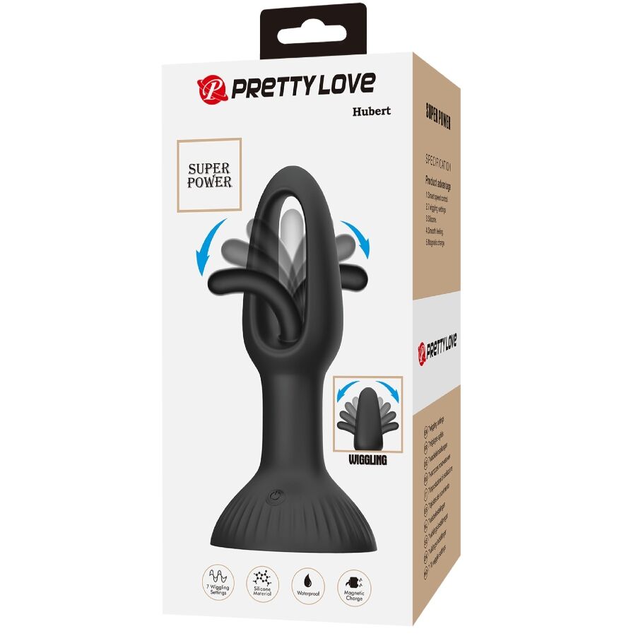 Close-up of the PRETTY LOVE Plug Anal Vibratório Hubert, showing its silicone texture and design.