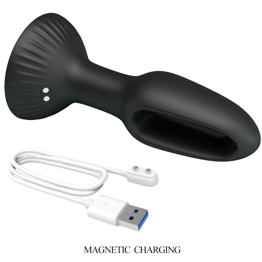 Close-up of the PRETTY LOVE Plug Anal Vibratório Hubert, showing its silicone texture and design.