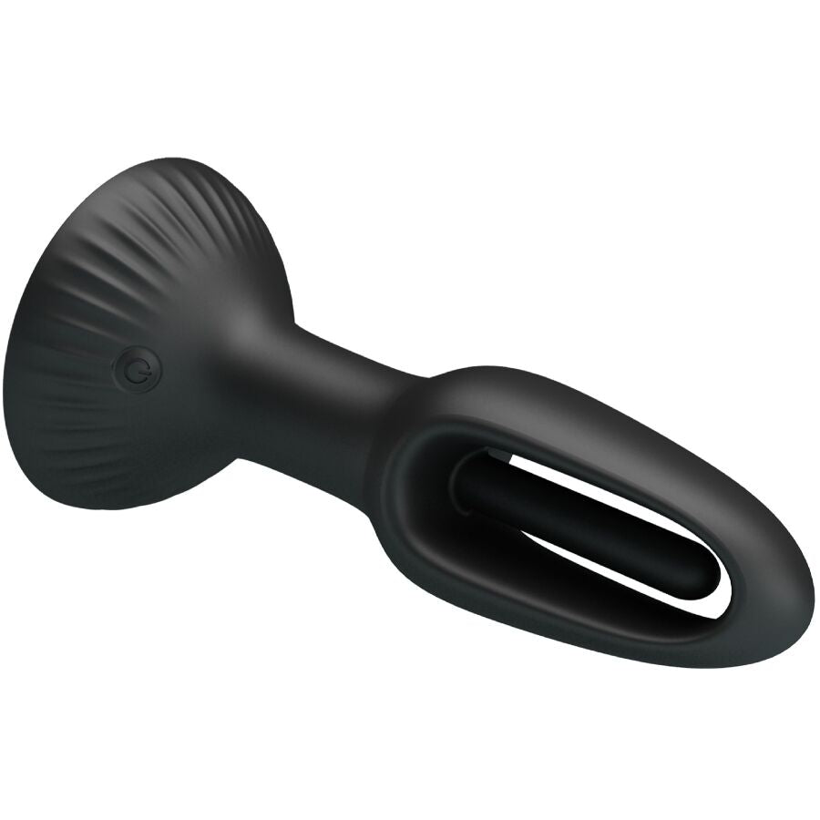 Close-up of the PRETTY LOVE Plug Anal Vibratório Hubert, showing its silicone texture and design.