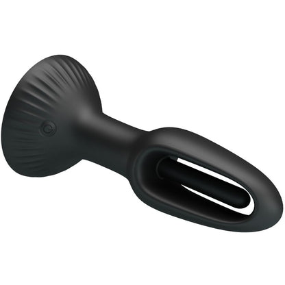 Close-up of the PRETTY LOVE Plug Anal Vibratório Hubert, showing its silicone texture and design.