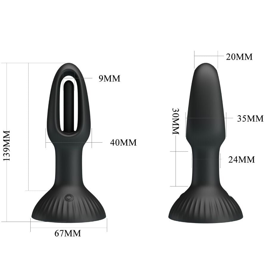 Close-up of the PRETTY LOVE Plug Anal Vibratório Hubert, showing its silicone texture and design.