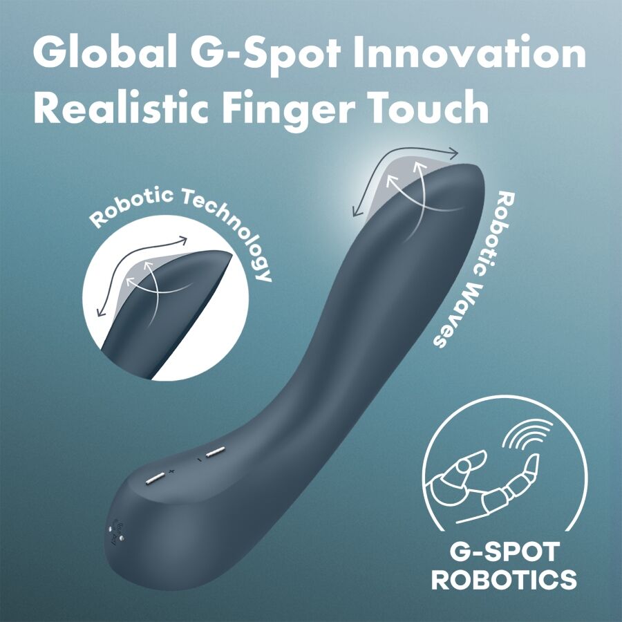 Satisfyer G-Spot Wave 4 Vibrador Ponto G Cinza Escuro com tecnologia robótica e design ergonómico.