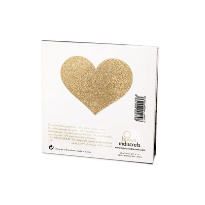 BIJOUX INDISCRETS Nipple Covers Flash Golden Heart com design de coração dourado