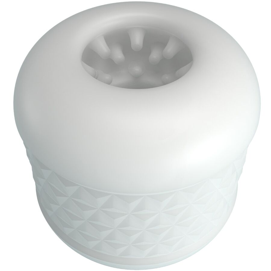 Masturbador masculino PRETTY LOVE Crystal Branco com detalhe da textura interna e dupla entrada