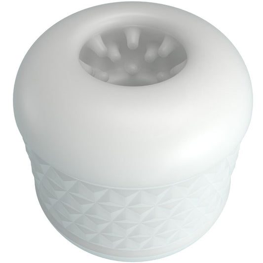 Masturbador masculino PRETTY LOVE Crystal Branco com detalhe da textura interna e dupla entrada