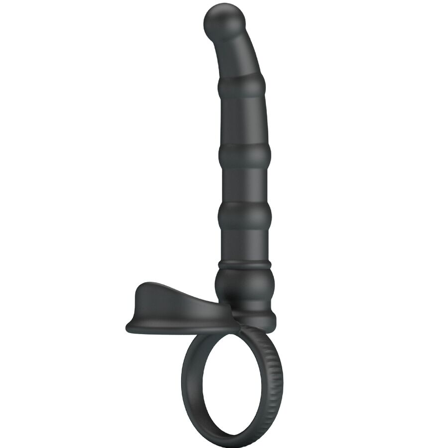 PRETTY LOVE Anel Vibratório Tatum com Plug Anal, design ergonómico para prazer duplo.