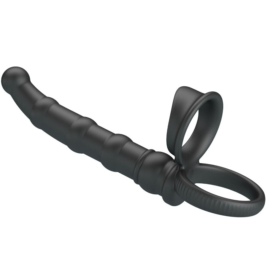 PRETTY LOVE Anel Vibratório Tatum com Plug Anal, design ergonómico para prazer duplo.