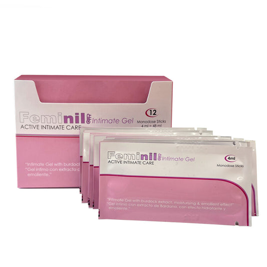 Embalagem do Lubrificante 500 COSMETICS Feminilplus Lube com Efeito Aquecimento em monodoses.