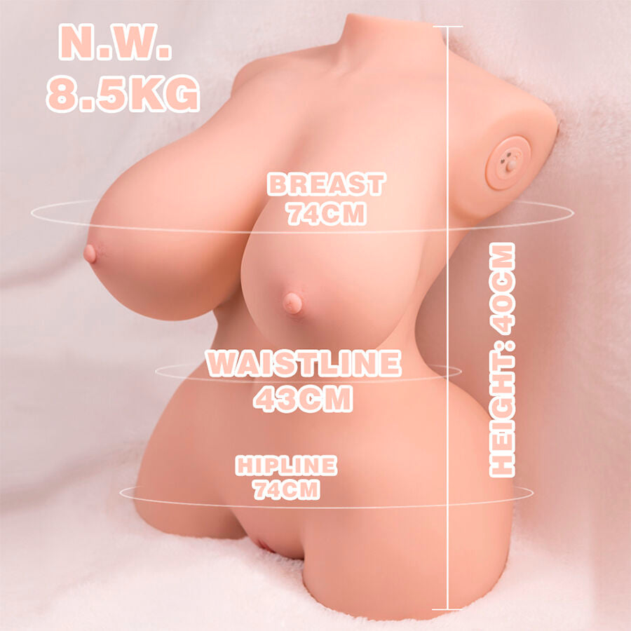 XISE - PEQUENO TORSO REALISTA COM VIBRAÇÃO FEMININA 40 CM