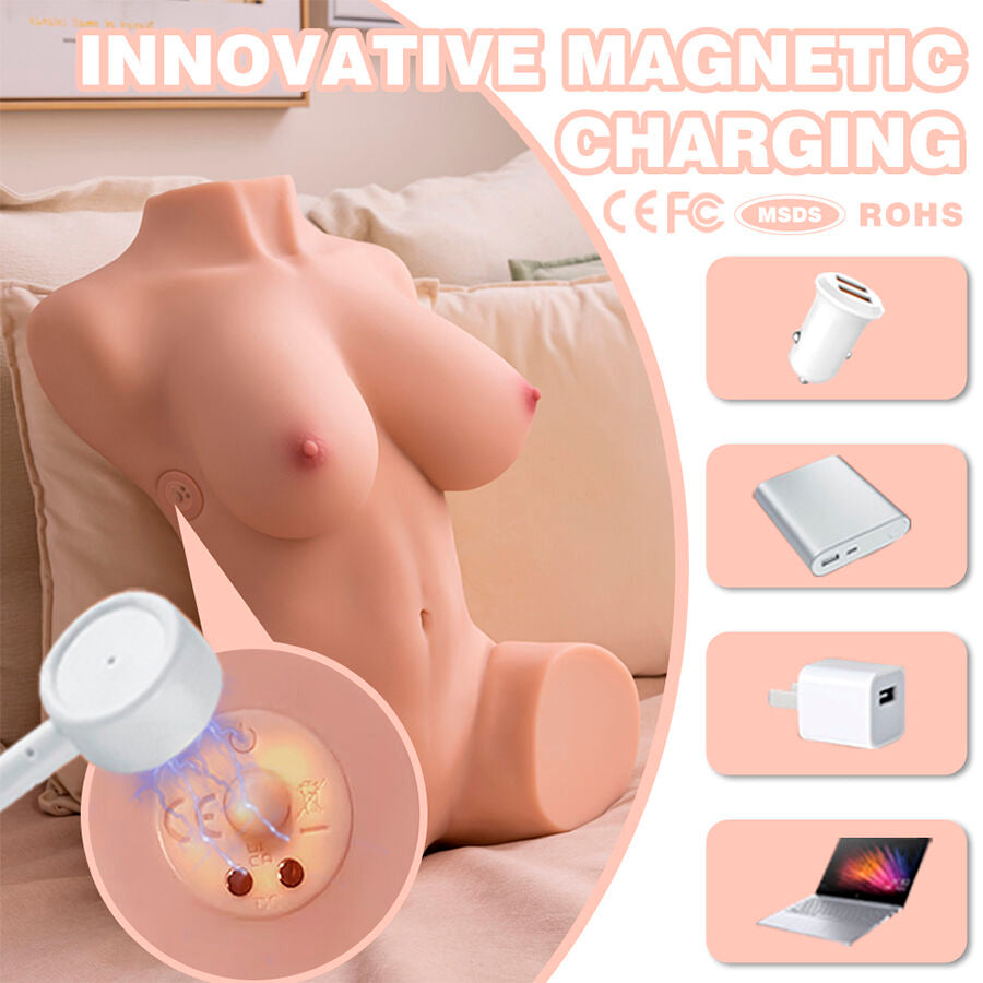 XISE - DANIA, TORSO FEMININO VIBRATÓRIO REALISTA COM EMPURRAÇÃO, 52 CM