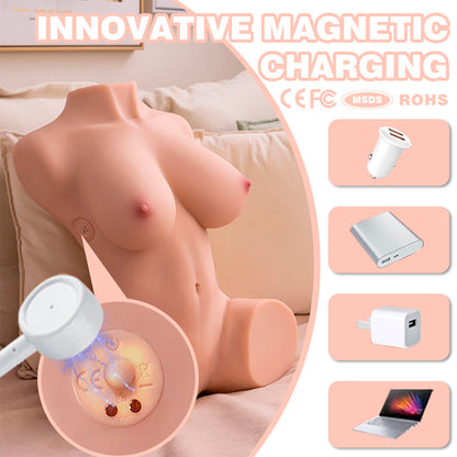 XISE - DANIA, TORSO FEMININO VIBRATÓRIO REALISTA COM EMPURRAÇÃO, 52 CM