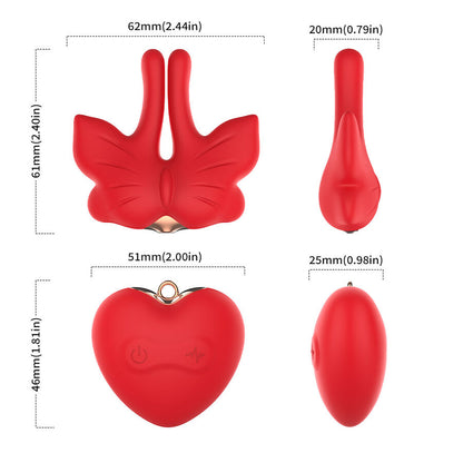 Close-up dos Grampos Magnéticos Vibratórios para Mamilos ARMONY Borboleta Vermelho, mostrando design e detalhes.