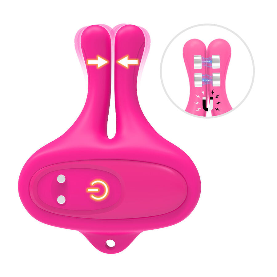 Grampos Magnéticos de Mamilos ARMONY com Vibração em forma de Coelho Rosa para estimulação.