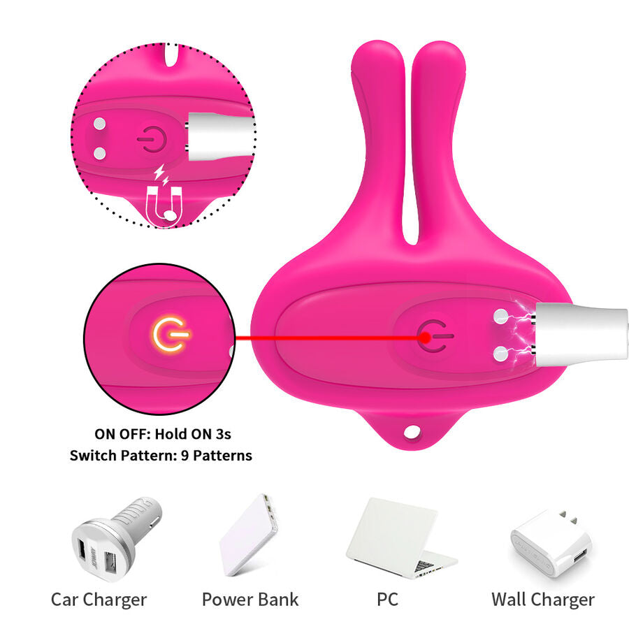 Grampos Magnéticos de Mamilos ARMONY com Vibração em forma de Coelho Rosa para estimulação.