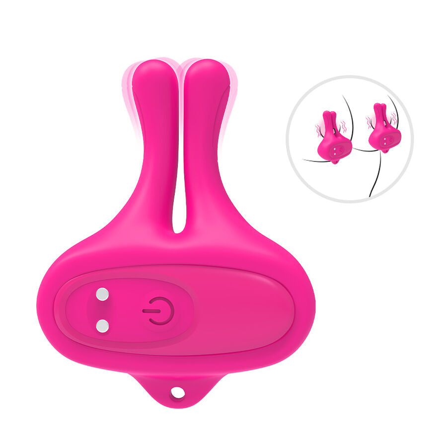 Grampos Magnéticos de Mamilos ARMONY com Vibração em forma de Coelho Rosa para estimulação.