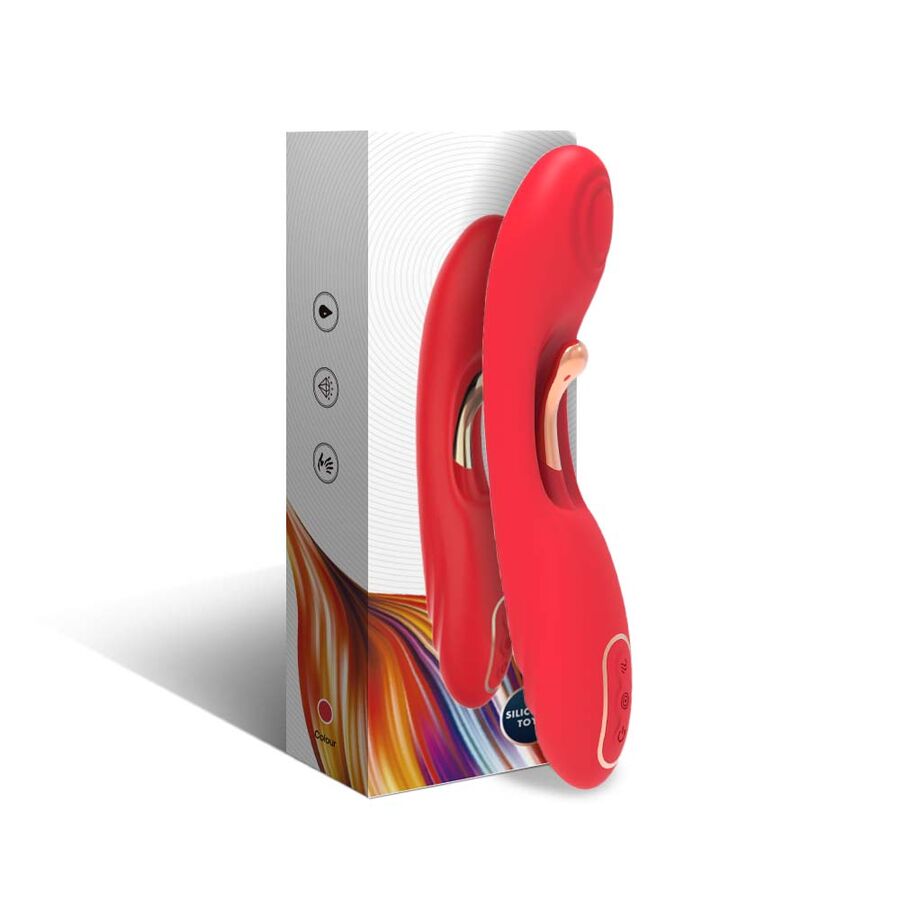 Vibrador ARMONY com língua oscilante e estimulação do ponto G em silicone vermelho.