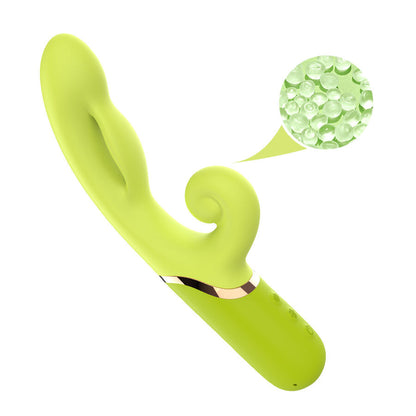 Close-up of the ARMONY Vibrador Estimulador Ponto A Inflável Verde, showing its flexible neck and inflatable tip.