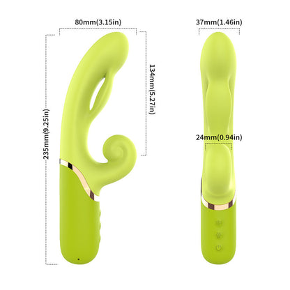 Close-up of the ARMONY Vibrador Estimulador Ponto A Inflável Verde, showing its flexible neck and inflatable tip.