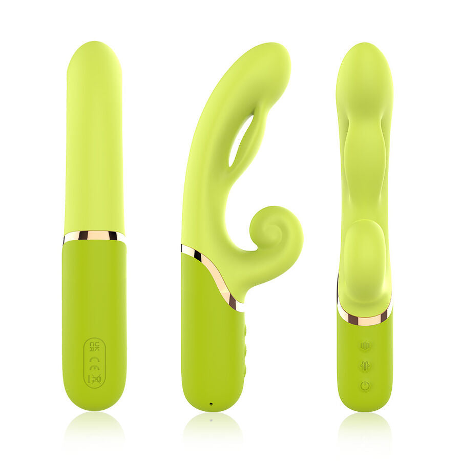 Close-up of the ARMONY Vibrador Estimulador Ponto A Inflável Verde, showing its flexible neck and inflatable tip.