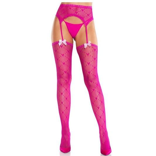 LEG AVENUE - MEIAS CORAÇÃO COM LIGAS MAGENTA