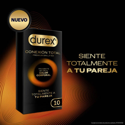 DUREX Preservativos Ultrafinos Total Connection Sem Látex 10 Unidades para máxima sensibilidade e segurança.