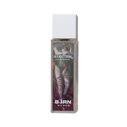 Frasco do BURN Perfume Feminino Sedução 20ml, mostrando o design elegante e compacto.