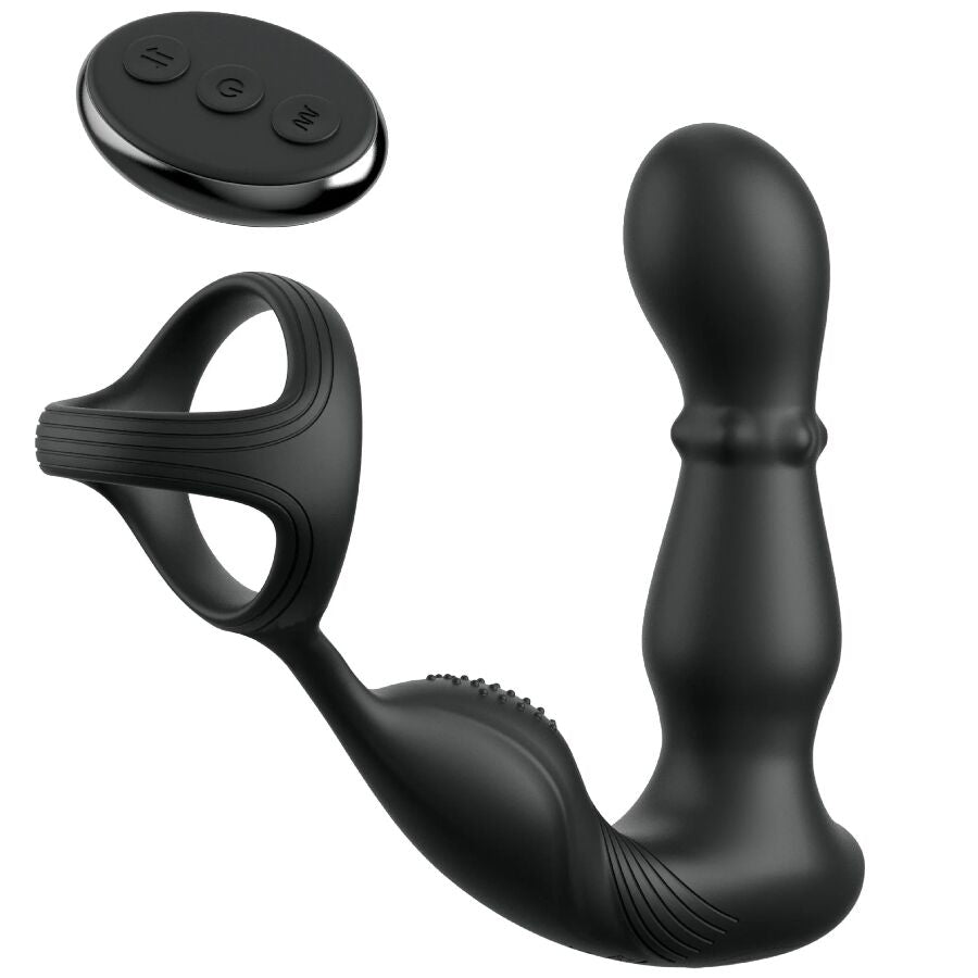 Close-up do Anal Fantasy Elite Anel Vibrante e Massageador Anal com Contas e Controle Remoto, destacando suas texturas e design ergonómico.