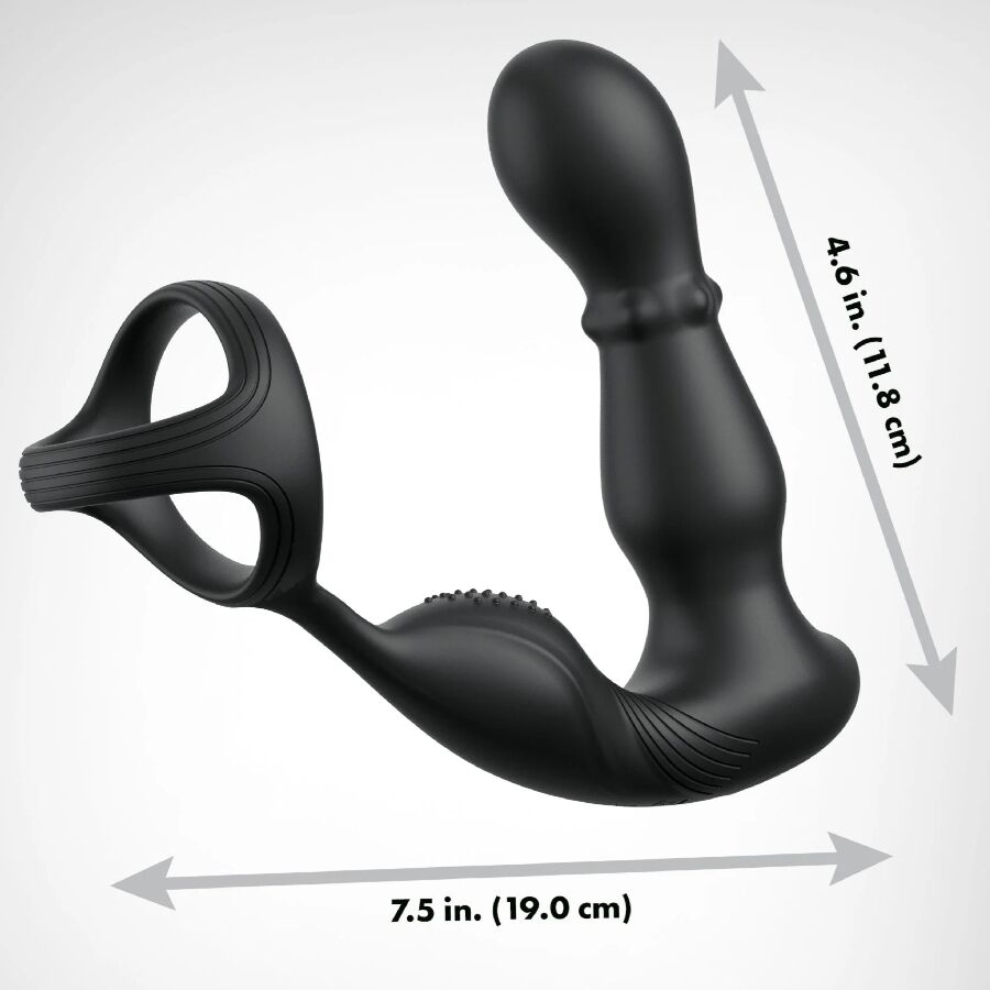 Close-up do Anal Fantasy Elite Anel Vibrante e Massageador Anal com Contas e Controle Remoto, destacando suas texturas e design ergonómico.
