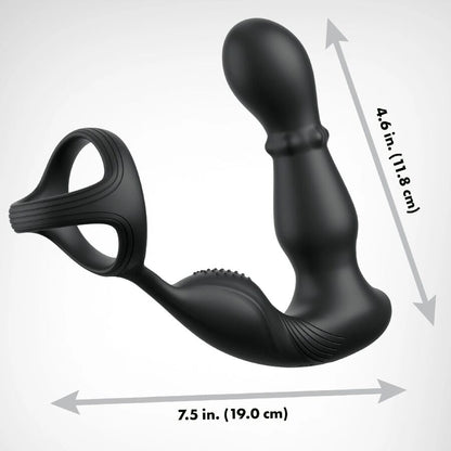 Close-up do Anal Fantasy Elite Anel Vibrante e Massageador Anal com Contas e Controle Remoto, destacando suas texturas e design ergonómico.