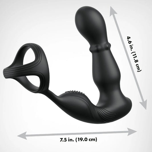 Close-up do Anal Fantasy Elite Anel Vibrante e Massageador Anal com Contas e Controle Remoto, destacando suas texturas e design ergonómico.