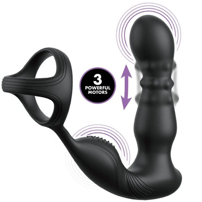 Close-up do Anal Fantasy Elite Anel Vibrante e Massageador Anal com Contas e Controle Remoto, destacando suas texturas e design ergonómico.