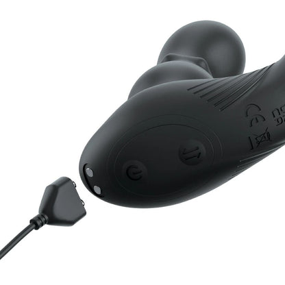 Close-up do Anal Fantasy Elite Anel Vibrante e Massageador Anal com Contas e Controle Remoto, destacando suas texturas e design ergonómico.