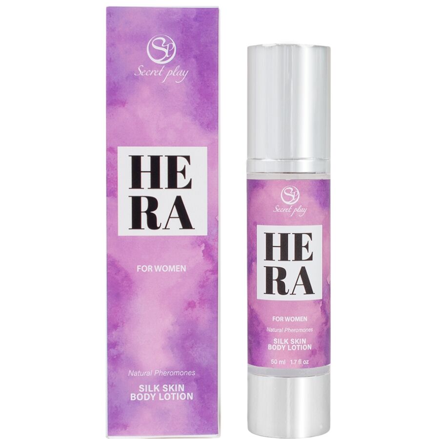 Frasco de Loção Corporal Feminina SECRETPLAY Hera Silk Skin 50ml para pele sedosa e atraente.