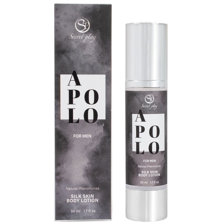 SECRETPLAY Loção Corporal Apolo Silk com Feromonas Masculina 50ml para hidratação e atratividade.