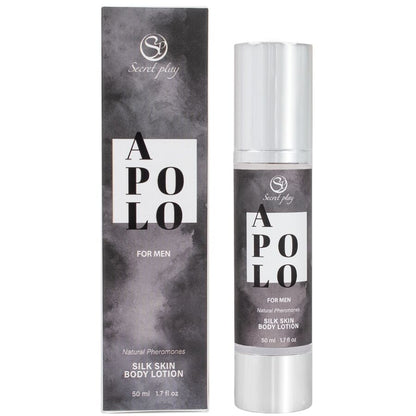 SECRETPLAY Loção Corporal Apolo Silk com Feromonas Masculina 50ml para hidratação e atratividade.