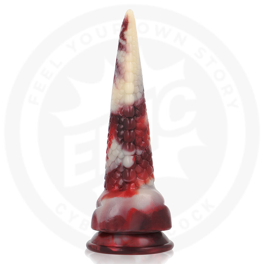 Dildo realista EPIC CYBERSILICOCK Draxis Sombra Abissal, detalhe da textura e formato místico.