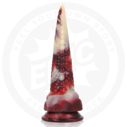 Dildo realista EPIC CYBERSILICOCK Draxis Sombra Abissal, detalhe da textura e formato místico.