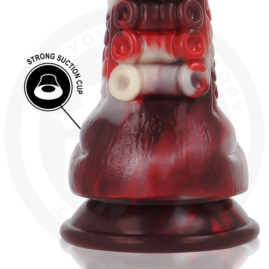 Dildo realista EPIC CYBERSILICOCK Draxis Sombra Abissal, detalhe da textura e formato místico.