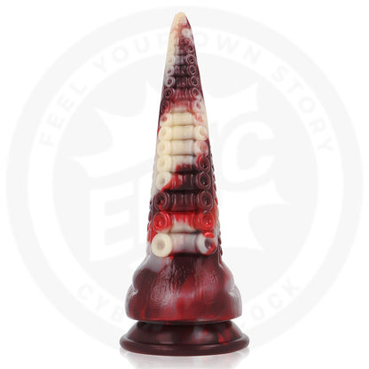Dildo realista EPIC CYBERSILICOCK Draxis Sombra Abissal, detalhe da textura e formato místico.