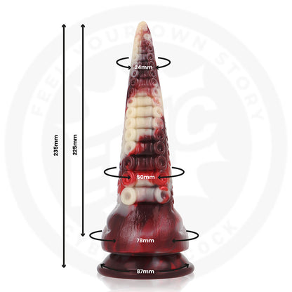 Dildo realista EPIC CYBERSILICOCK Draxis Sombra Abissal, detalhe da textura e formato místico.
