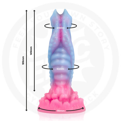 Close-up do Dildo EPIC CYBERSILICOCK Oceara Dawn em silicone, mostrando a sua forma ergonómica e textura.