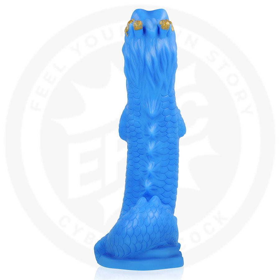 Close-up do Dildo Naga Dragão Celestial EPIC CYBERSILICOCK, mostrando sua textura detalhada e formato imponente.