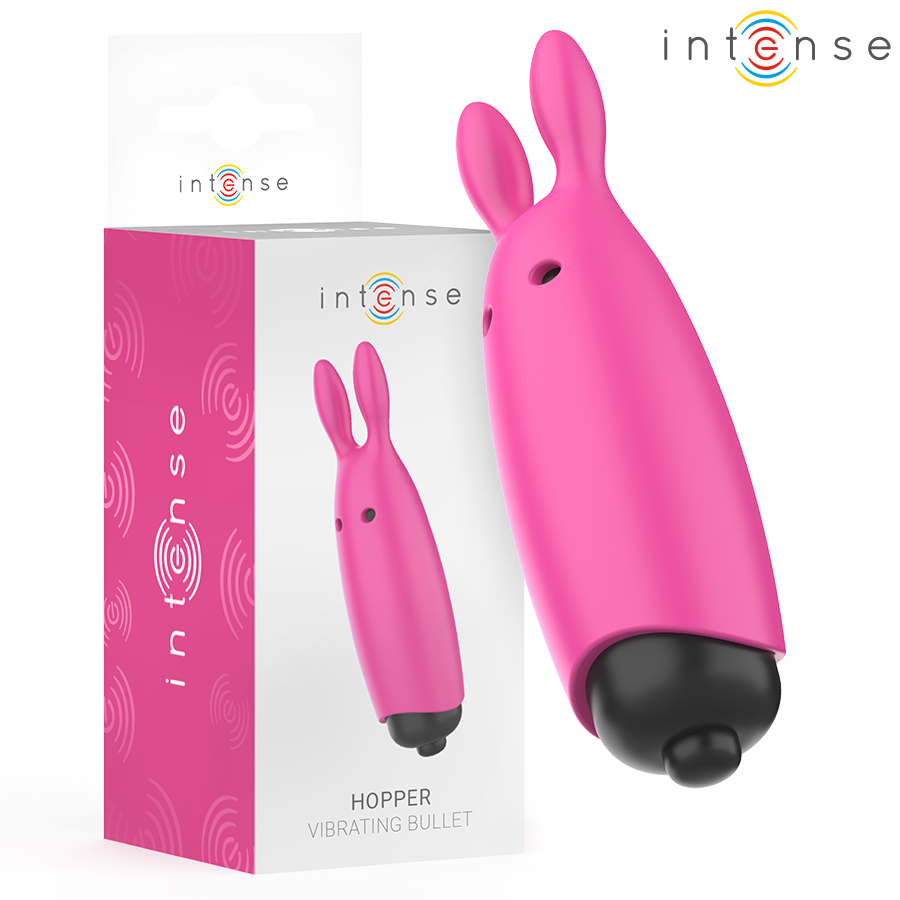 INTENSE Bala Vibratória Hopper Rosa 8.3cm, mostrando o design compacto e a textura de silicone suave.