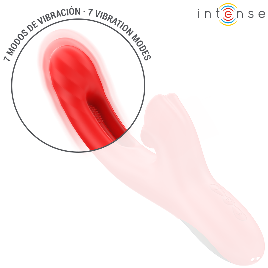 Vibrador multifuncional INTENSE Jessica de silicone vermelho com estimulação de lambida e oscilação
