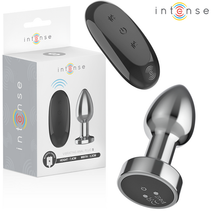 INTENSE Plug Anal Vibratório Metal com Controle Remoto S, destacando o design elegante e material.