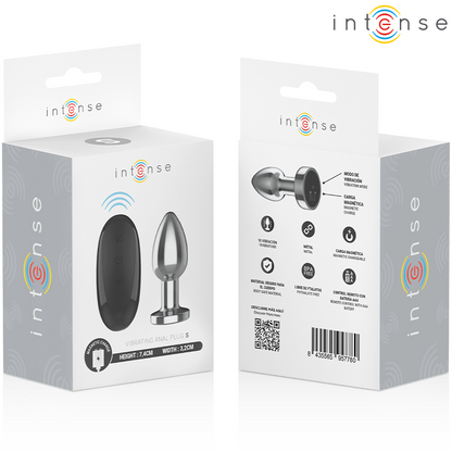 INTENSE Plug Anal Vibratório Metal com Controle Remoto S, destacando o design elegante e material.
