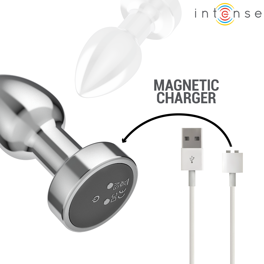 INTENSE Plug Anal Vibratório Metal com Controle Remoto S, destacando o design elegante e material.